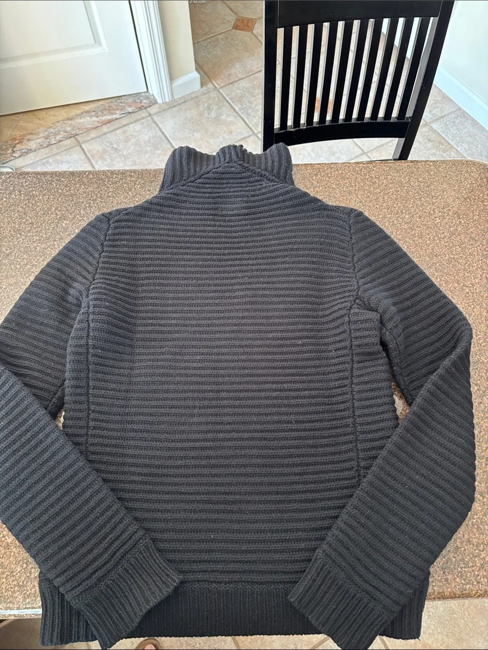 Acne Studios Ladies Ribbed Black 100% Wool Turtleneck Sweater-XS